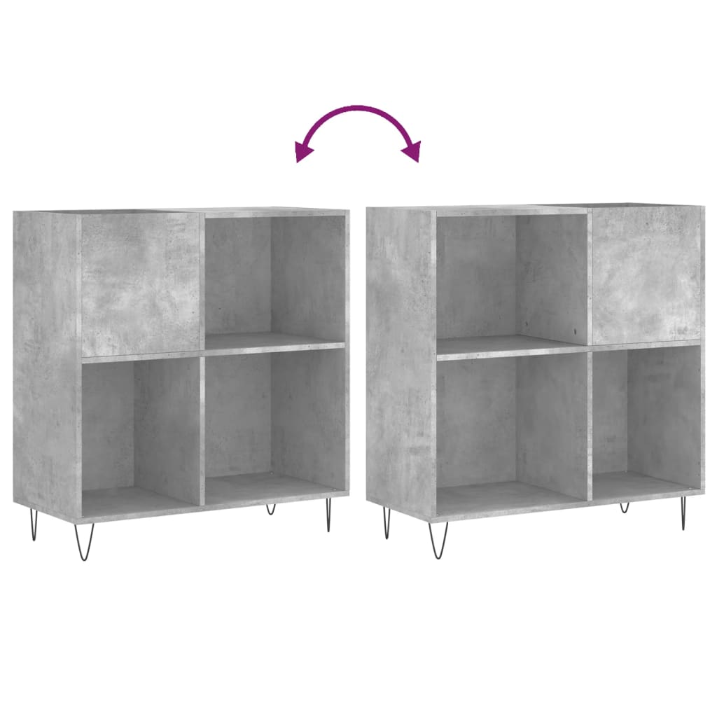 Record Cabinet Concrete Grey 84.5x38x89 cm Engineered Wood